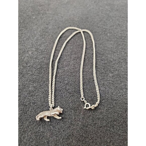 Jewelry - Sterling Silver Necklace Tiger Pendant ∙ Dainty Chain ∙ Choker Necklace 20" -